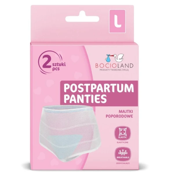 Bocioland, majtki poporodowe wielorazowe, siateczkowe, rozmiar L, 2 sztuki 2