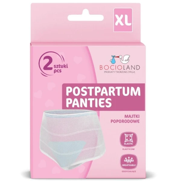 Bocioland, majtki poporodowe wielorazowe, siateczkowe, rozmiar XL, 2 sztuki 2