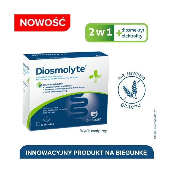 Diosmolyte, proszek, smak waniliowy, po 2 roku życia, 12 saszetek 4