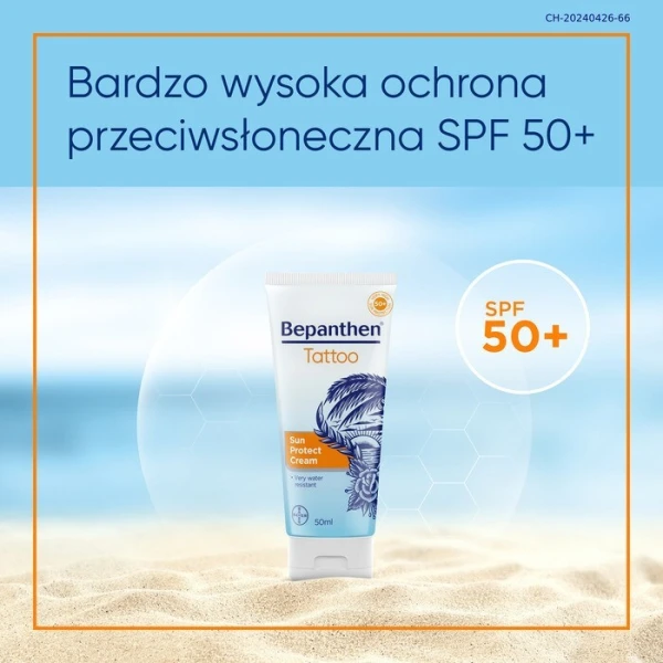 Bepanthen Tattoo, krem przeciwsłoneczny do skóry wytatuowanej SPF 50+, 50ml 2