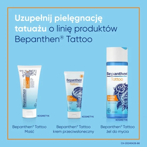 Bepanthen Tattoo, krem przeciwsłoneczny do skóry wytatuowanej SPF 50+, 50ml 5