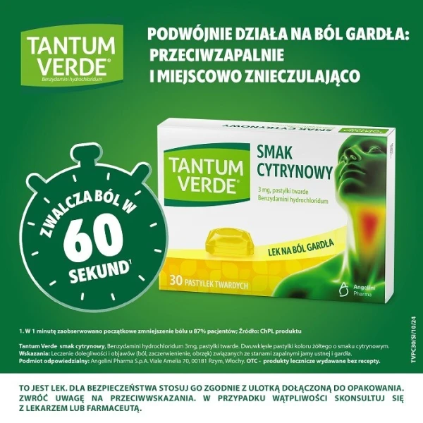 Tantum Verde 3mg, smak cytrynowy, 30 pastylek do ssania 2