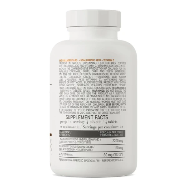 OstroVit, Marine Collagen + Hyaluronic + Vitamin C, 90 tabletek 2
