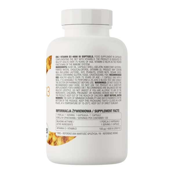 OstroVit, Vitamin D3 4000 IU, 120 kapsułek 2