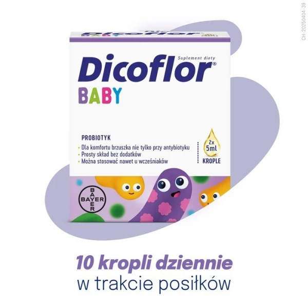 Dicoflor baby, krople, od pierwszych dni życia, 2 opakowania po 5ml 2