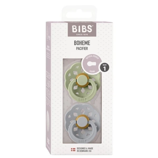 Bibs Boheme, smoczek uspokajający, kauczuk, sage&cloud, rozmiar S, 0-6 miesięcy, 2 sztuki 4