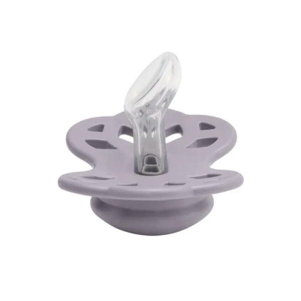 Bibs Infinity Anatomical, smoczek uspokajający ortodontyczny, silikonowy, fossil grey&mauve, rozmiar S, od urodzenia, 2 sztuki 2