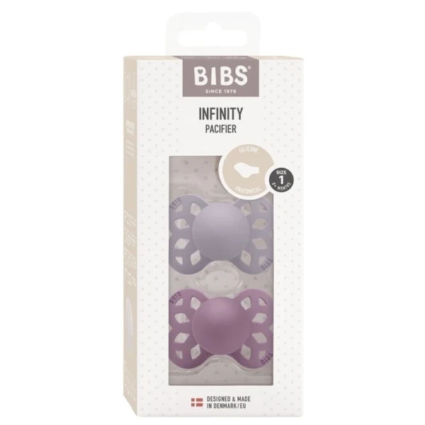 Bibs Infinity Anatomical, smoczek uspokajający ortodontyczny, silikonowy, fossil grey&mauve, rozmiar S, od urodzenia, 2 sztuki 5
