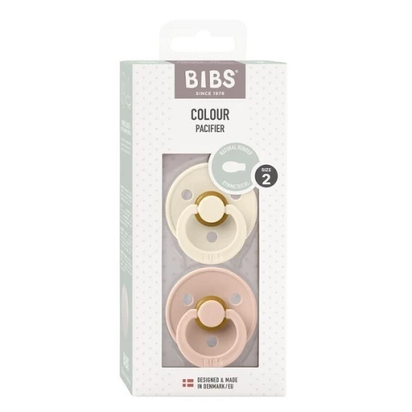 Bibs Colour Symmetrical, smoczek uspokajający symetryczny, kauczuk, ivory&blush, rozmiar M, po 6 miesiącu, 2 sztuki 5