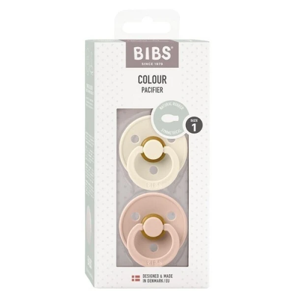 Bibs Colour Symmetrical, smoczek uspokajający symetryczny, kauczuk, ivory&blush, rozmiar S, od urodzenia, 2 sztuki 5
