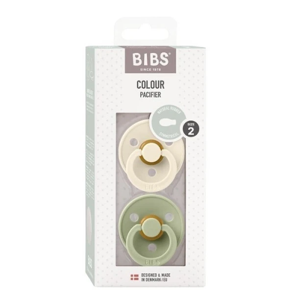 Bibs Colour Symmetrical, smoczek uspokajający symetryczny, kauczuk, ivory&sage, rozmiar M, po 6 miesiącu, 2 sztuki 5