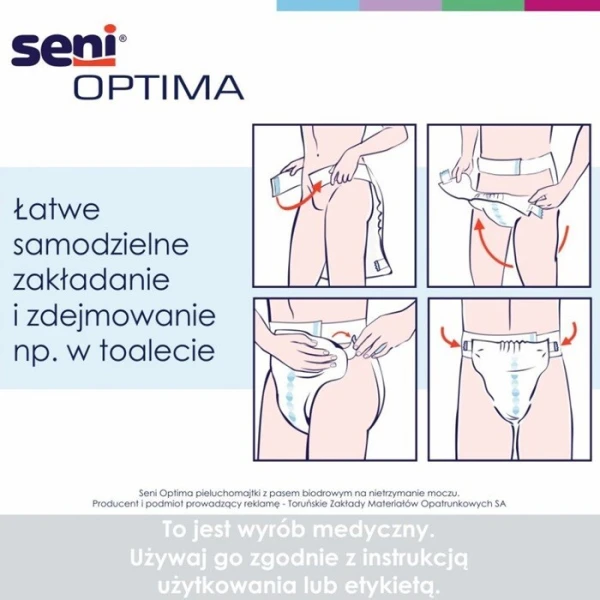 Pieluchomajtki Seni Optima Quatro, rozmiar M, chłonność 9, 10 sztuk 4