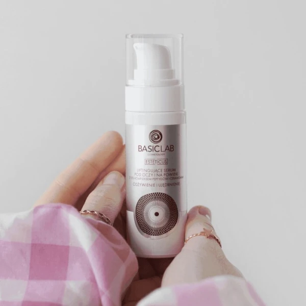 BasicLab Esteticus, Odżywienie i Ujędrnienie, liftingujące serum pod oczy i na powieki z 10% kompleksem peptydów i ceramidami, 30ml 2