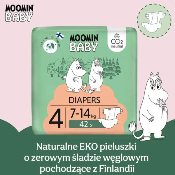 Moomin Baby, pieluchy, rozmiar 4, waga 7-14 kg, 42 sztuki 3