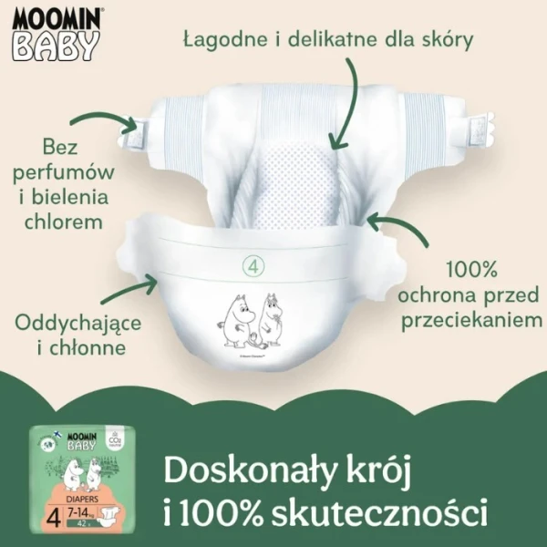Moomin Baby, pieluchy, rozmiar 4, waga 7-14 kg, 42 sztuki 5