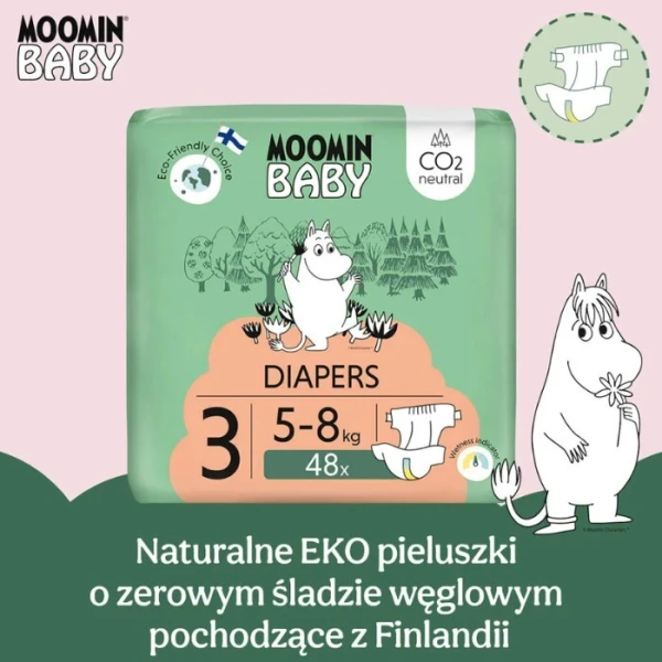 Moomin Baby, pieluchy, rozmiar 3, waga 5-8 kg, 48 sztuk 2