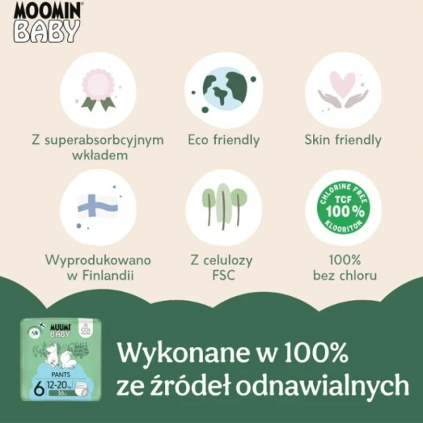 Muumi Baby Pants, pieluchomajtki, rozmiar 6, waga 12-20 kg, 36 sztuk 2