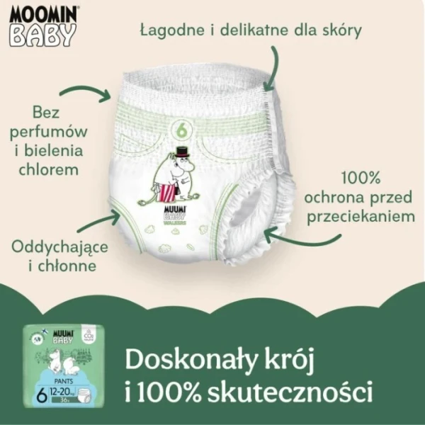 Muumi Baby Pants, pieluchomajtki, rozmiar 6, waga 12-20 kg, 36 sztuk 3