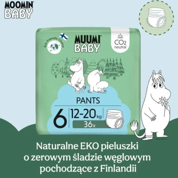 Muumi Baby Pants, pieluchomajtki, rozmiar 6, waga 12-20 kg, 36 sztuk 4