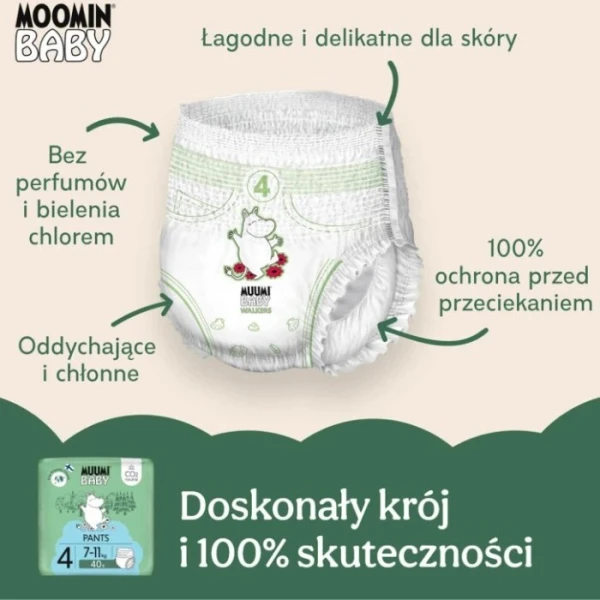 Muumi Baby Pants, pieluchomajtki, rozmiar 4, waga 7-11 kg, 40 sztuk 4
