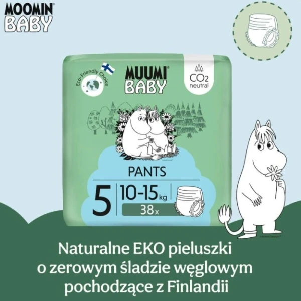 Muumi Baby Pants, pieluchomajtki, rozmiar 5, waga 10-15 kg, 38 sztuk 2