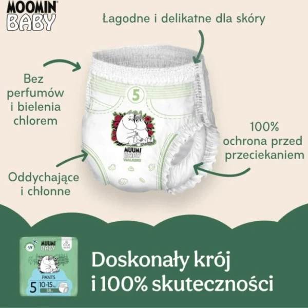 Muumi Baby Pants, pieluchomajtki, rozmiar 5, waga 10-15 kg, 38 sztuk 4