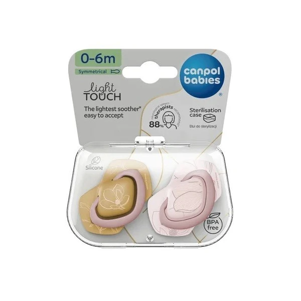Canpol, smoczek uspokajający, silikonowy, symetryczny, Light Touch Gold, pink, 0-6 miesięcy, 22/664, 2 sztuki 5