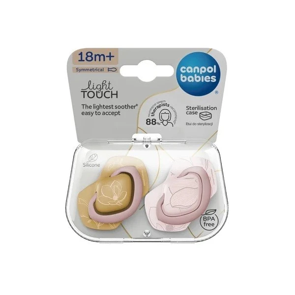 Canpol, smoczek uspokajający, silikonowy, symetryczny, Light Touch Gold, pink, po 18 miesiącu, 22/666, 2 sztuki 5