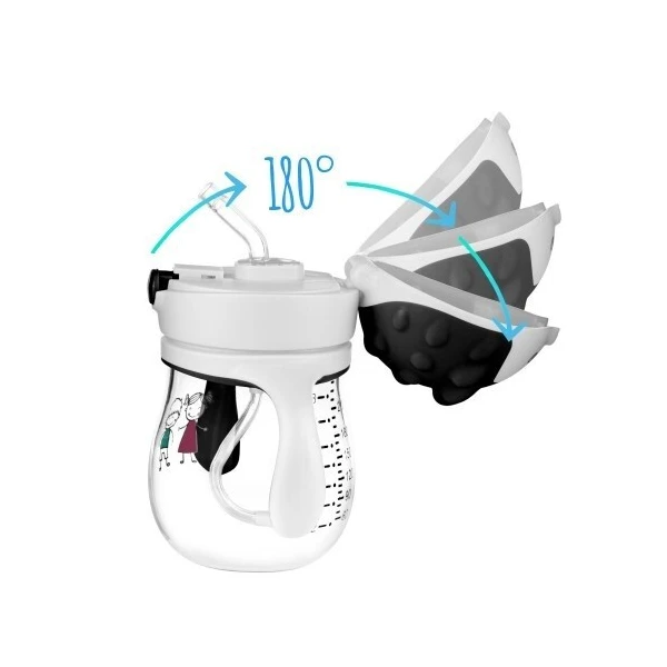 Akuku, bidon ze słomką i odważnikiem, Jeż, szary, A0034, po 9 miesiącu, 250ml 3