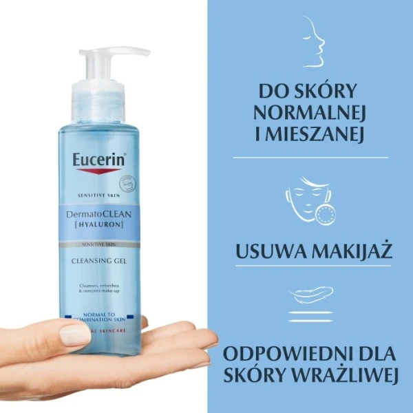 Eucerin DermatoClean Hyaluron, żel oczyszczający, skóra normalna, mieszana i wrażliwa, 200ml 2