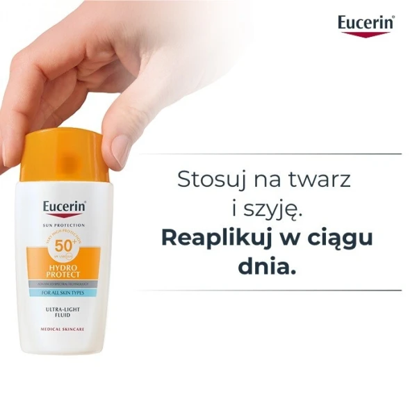 Eucerin Sun Hydro Protect, ultralekki nawilżający fluid ochronny, SPF 50+, 50ml 2