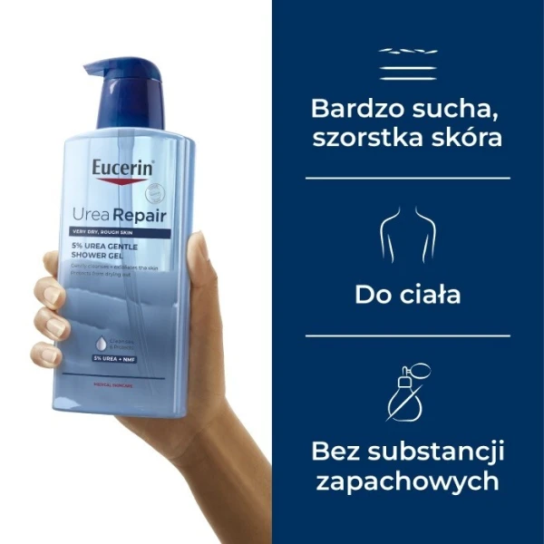 Eucerin Urea Repair, łagodny żel do mycia z 5% mocznikiem, skóra bardzo sucha i szorstka, 400ml 5