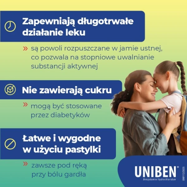 Uniben 3mg, smak cytrynowy, 20 pastylek do ssania 3
