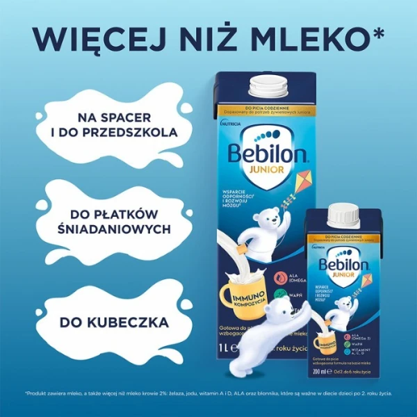Bebilon Junior, gotowa do picia wzbogacona formuła na bazie mleka dla dzieci 2-6 lat, 200ml 2