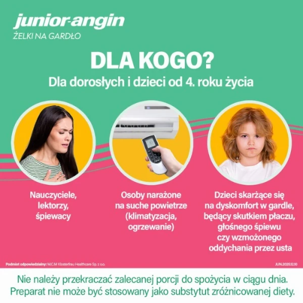 Junior-angin, żelki na gardło, smak truskawkowy, dla dzieci od 4 roku życia, 30 sztuk 5