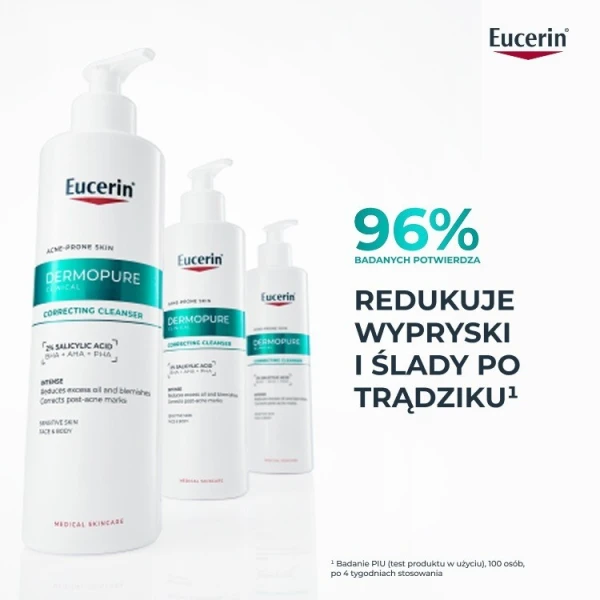 Eucerin DermoPure Clinical, żel redukujący niedoskonałości do twarzy i ciała, do skóry trądzikowej, 400ml 3