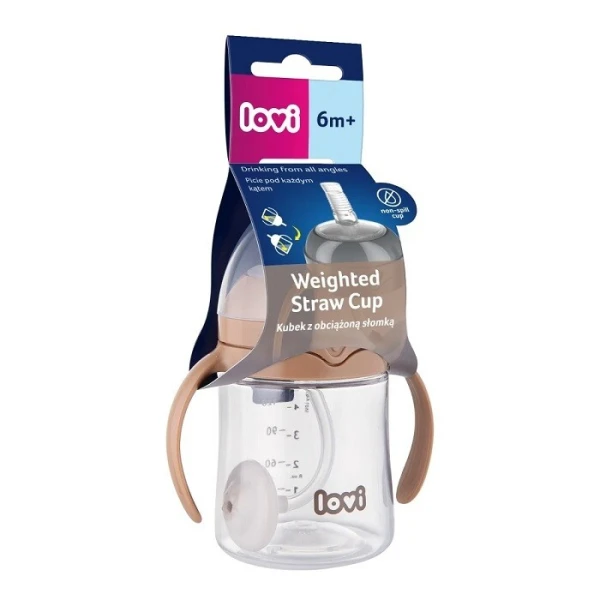 Lovi, kubek z obciążoną słomką, Brown, 35/363, po 6 miesiącu, 150ml 2