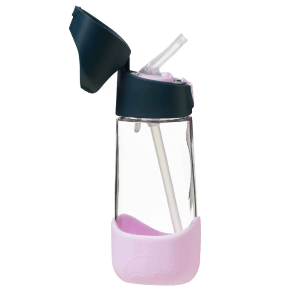 B.Box, bidon tritanowy ze słomką, Indigo Rose, granatowo-różowy, po 12 miesiącu, 450ml 2