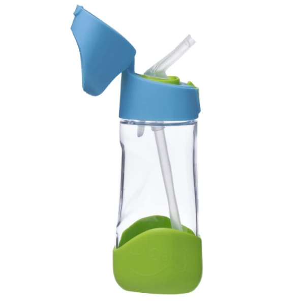 B.Box, bidon tritanowy ze słomką, Ocean Breeze, niebiesko-zielony, po 12 miesiącu, 450ml 2
