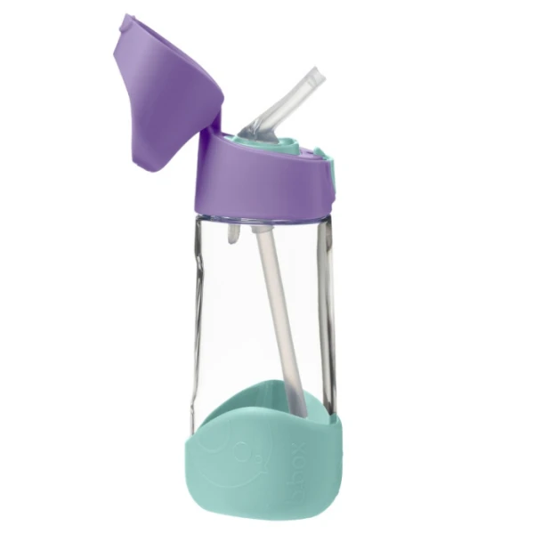 B.Box, bidon tritanowy ze słomką, Lilac Pop, fioletowo-zielony, po 12 miesiącu, 450ml 2