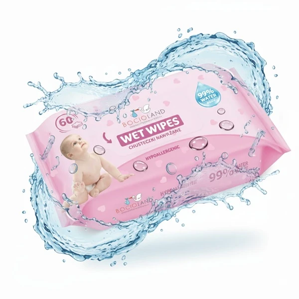 Bocioland Wet Wipes, chusteczki nawilżane dla niemowląt, hipoalergiczne, 60 sztuk 3