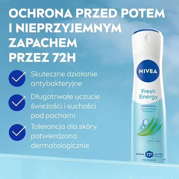 Nivea Fresh Energy, antyperspirant w sprayu, 150ml 3