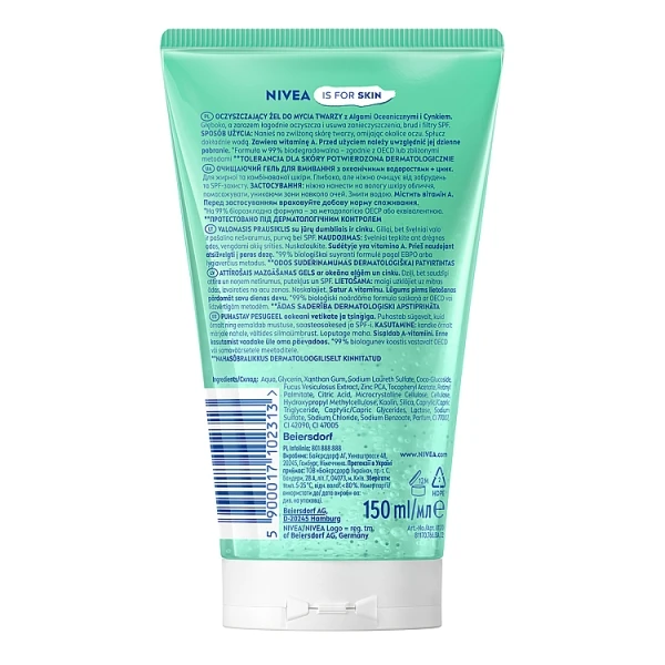 Nivea, oczyszczający żel do mycia twarzy, cera mieszana i tłusta, 150ml 6