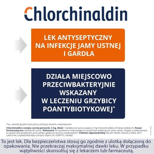 Chlorchinaldin 2mg, smak czarnej porzeczki, 40 tabletek do ssania 2