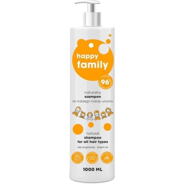 4Organic, HappyFamily, szampon do każdego rodzaju włosów, od 3 roku życia, 1000ml
