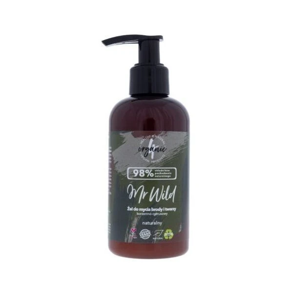 [DATA - 2026-11-30] 4Organic, Mr Wild, żel do mycia brody i twarzy, korzenno-cytrusowy, 200ml