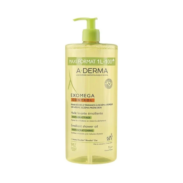A-Derma Exomega Control, olejek emolient pod prysznic, przeciw drapaniu, skóra sucha i atopowa, od urodzenia, 1000ml