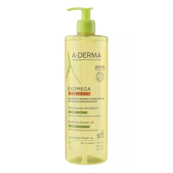 A-Derma Exomega Control, olejek emolient pod prysznic, przeciw drapaniu, skóra sucha i atopowa, od urodzenia, 750ml