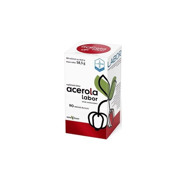 Acerola Labor, smak ananasowy, 90 tabletek do żucia