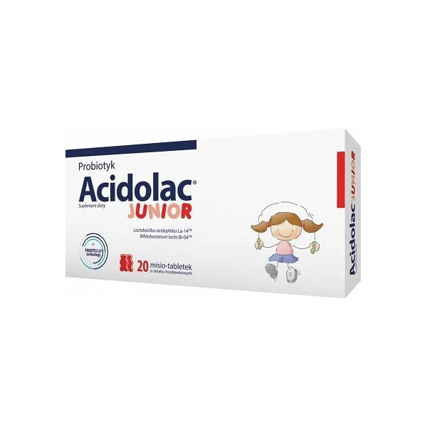 Acidolac Junior, smak truskawkowy, 20 misio-tabletek
